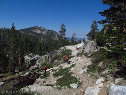 A snow-free Clouds Rest Trail in Yosemite National Park, California