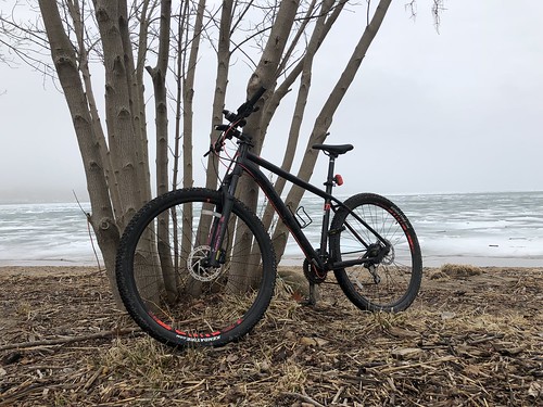 Owen Sound - Bicycle on the trail with Ice in Georgian Bay