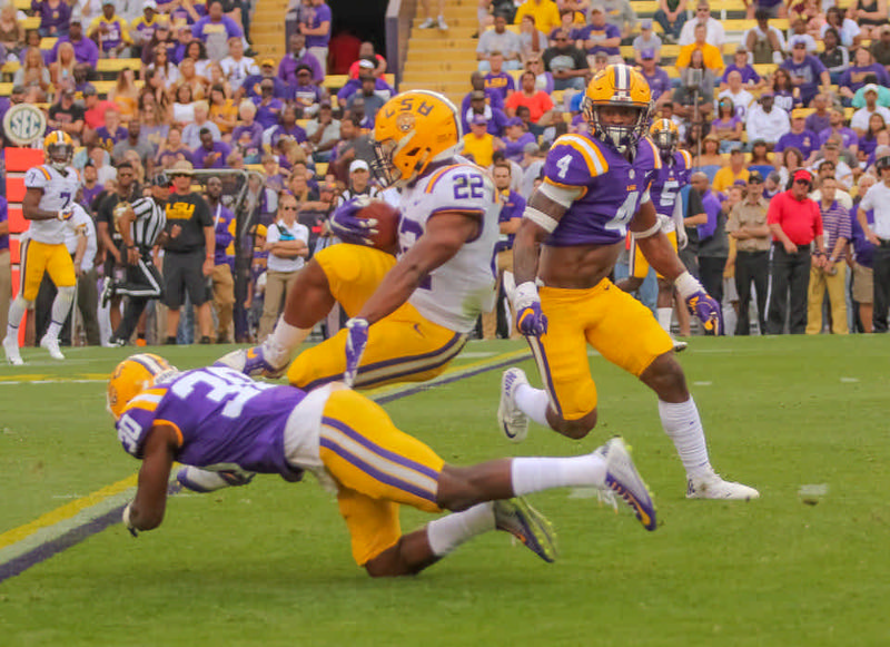 LSU Spring Football Review Competition on offense, solid front on