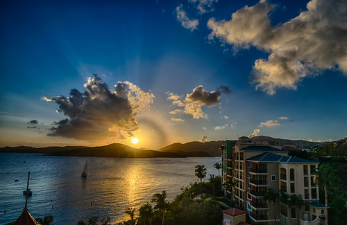 frenchmanscove hdr marriott nikon nikond5300 outdoor pacquereaubay stthomas usvirginislands virginislands beach boat building clouds evening geotagged hills hotel island ocean reflection reflections sailboat sea seascape sky sunset tree trees tropical water