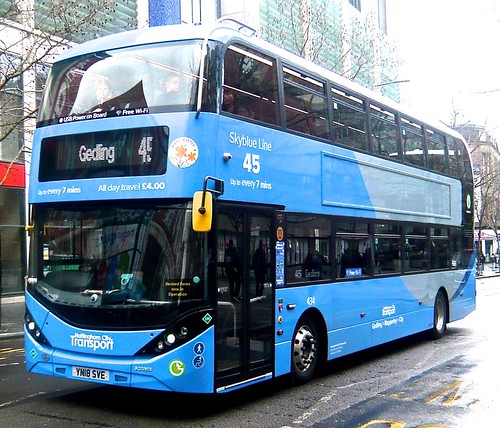 YN18 SVE ‘Nottingham City Transport’ No. 434 ‘Skyblue Line’. Scania N280UD / Alexander Dennis Enviro 400CBG City on ‘Dennis Basford’s railsroadsrunways.blogspot.co.uk