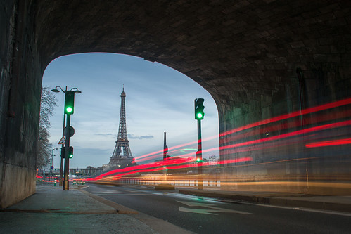 Traffic jam near the Eiffel Tower