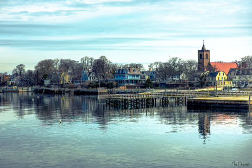 landscape seascape town city village newport rhodeisland ri churchstjohntheevangelist zabriskie water reflection clouds spring