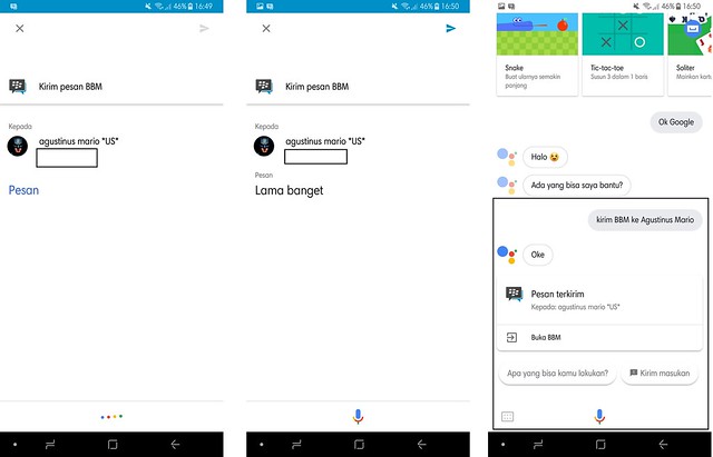 mengirim BBM lewat Google Assistant berbahasa Indonesia (Liputan6.com/ Agustin Setyo W)
