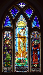 east window (outer lights Margaret Agnes Rope for East Bergholt Convent, Suffolk, 1928, central light Jonathan Messum, 1994)
