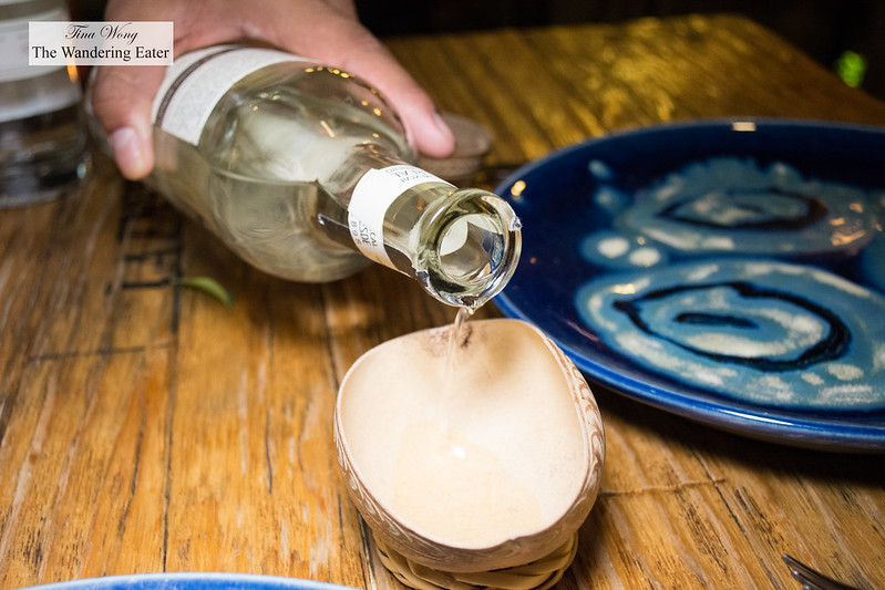 Pouring Mezcal Real Minero
