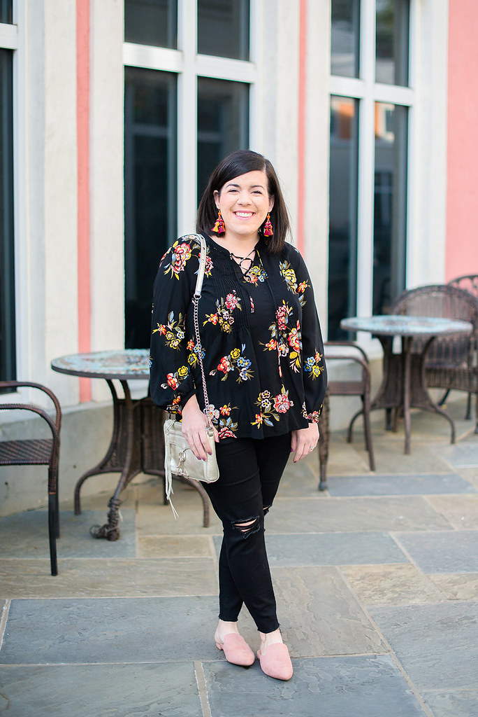 Lace-Up Floral Top-@headtotoechic-Head to Toe Chic