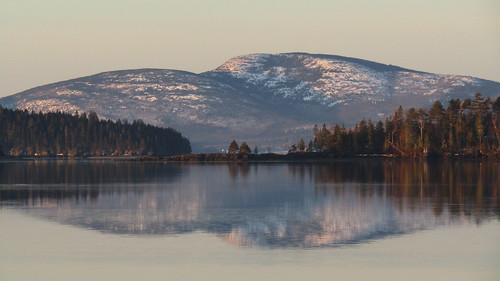 maine landscape acadia cadillac mountain water reflection islands calm 169 morning