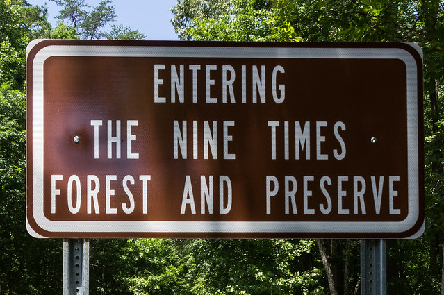 Entering the Nine Times Forest and Preserve - closer
