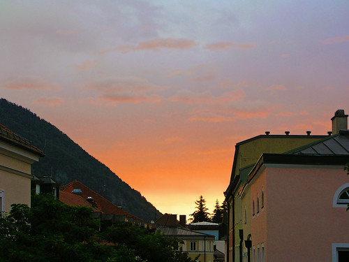 trees summer sky mountain clouds sunrise buildings dawn earlymorning viewfrommywindow badreichenhall poststrasse