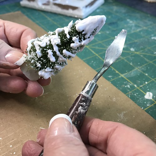 snowing a bottle brush tree