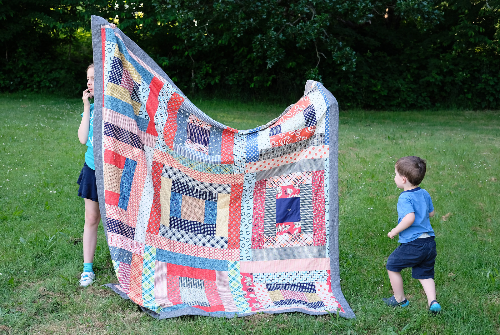 May Giant Block Picnic Quilt made with Denise Schmidt Fabrics - Kitchen Table Quilting