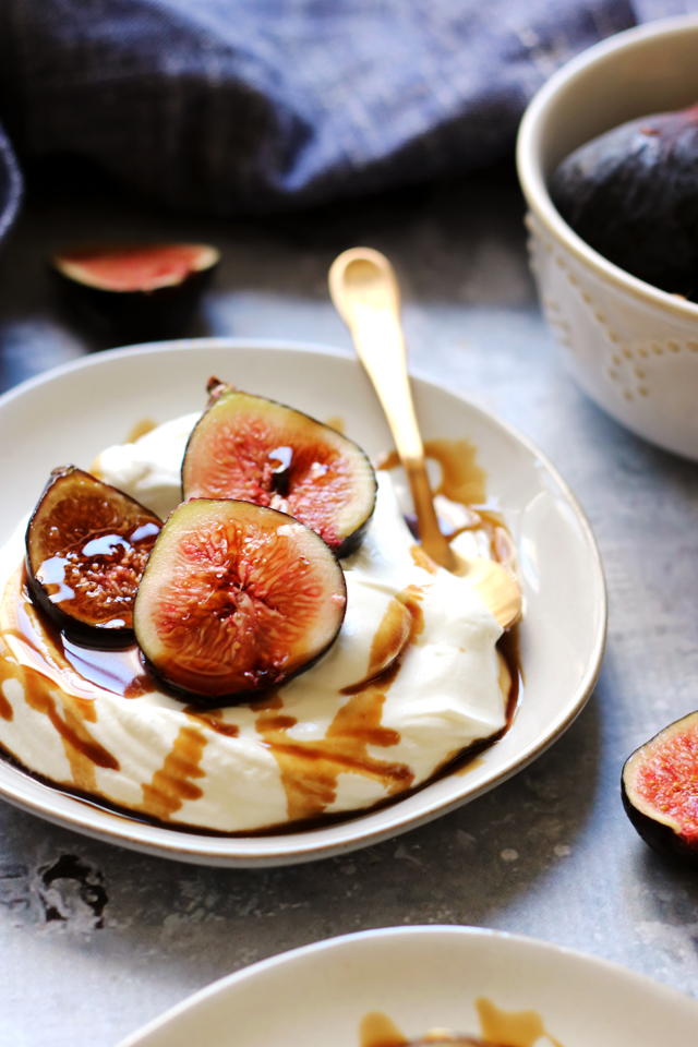 Whipped Almond Yogurt Cream with Figs and Balsamic Syrup