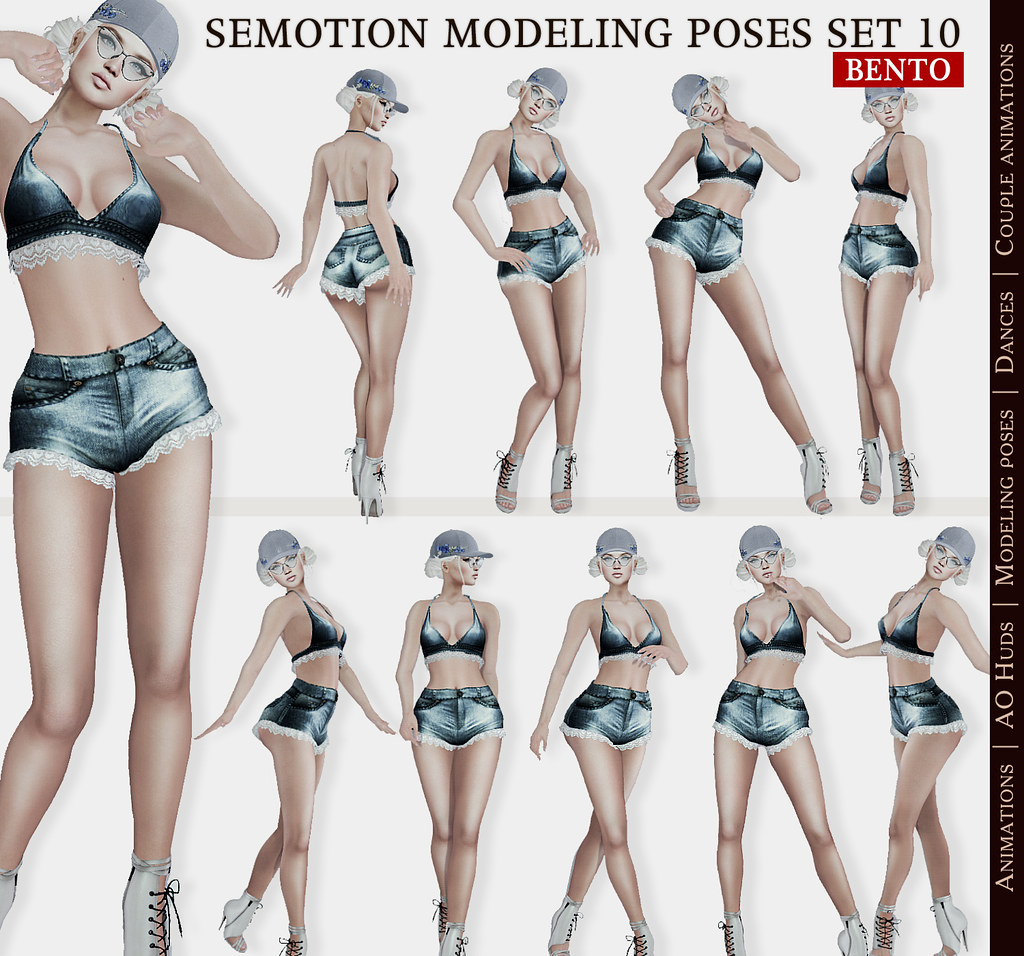 SEmotion Female Bento Modeling poses Set 10 - 10 static poses - TeleportHub.com Live!