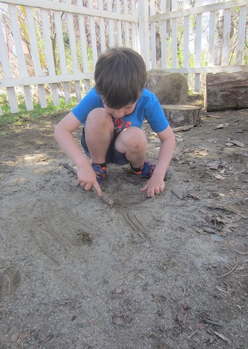 digging up a rock