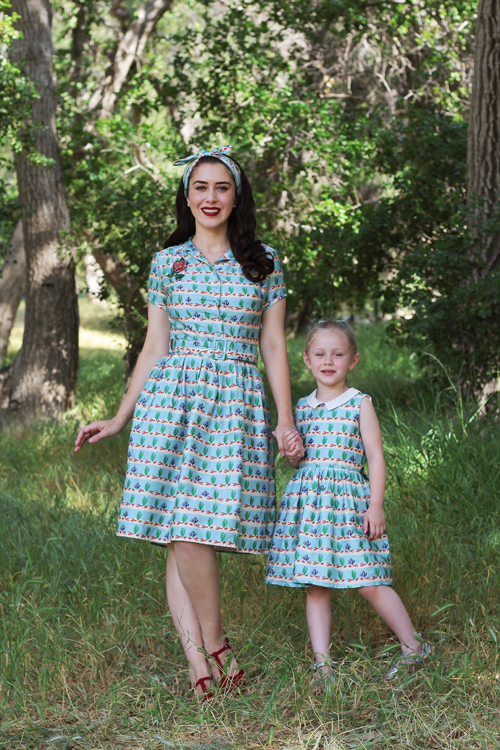 Palava Louise Dress in Lobster Rows Penny Dress in Lobster Rows