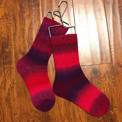 Nicole finished a pair socks knit using Zauberball Crazy in Colour 2095