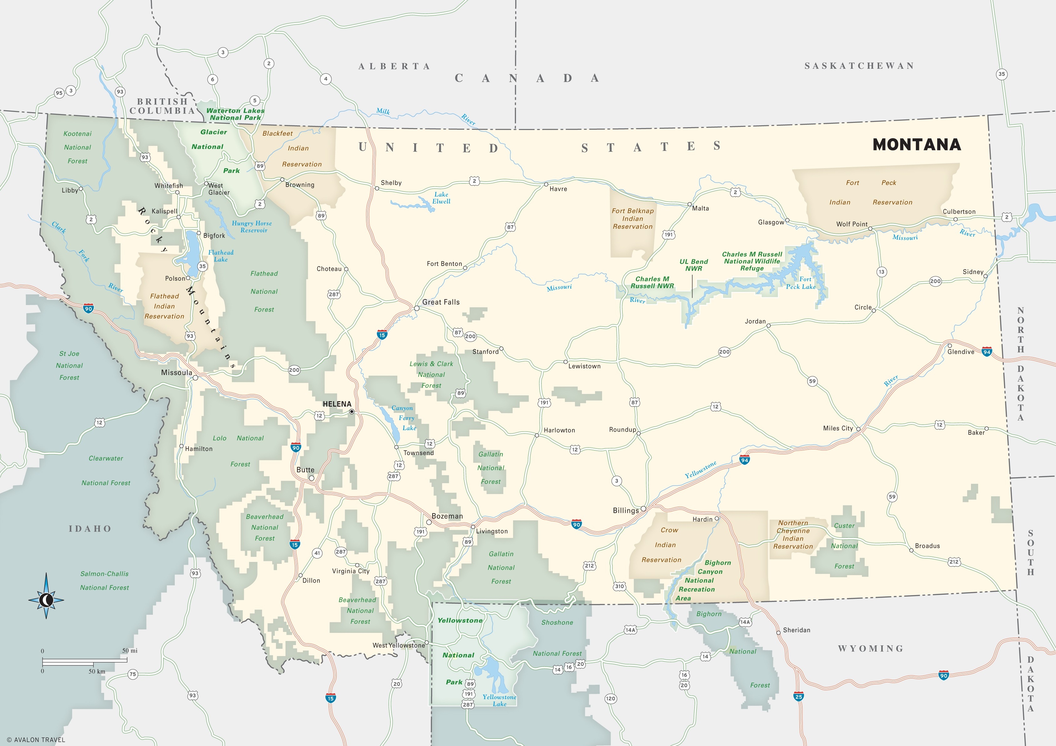 Map of Montana, U.S.A.