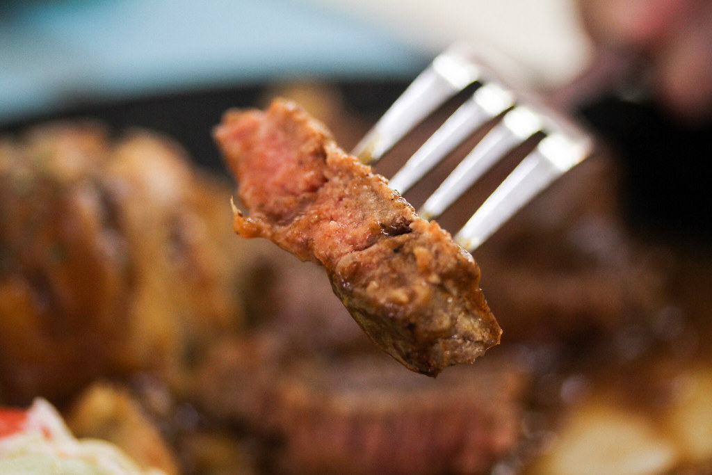 happy chef western food - Piece of Steak