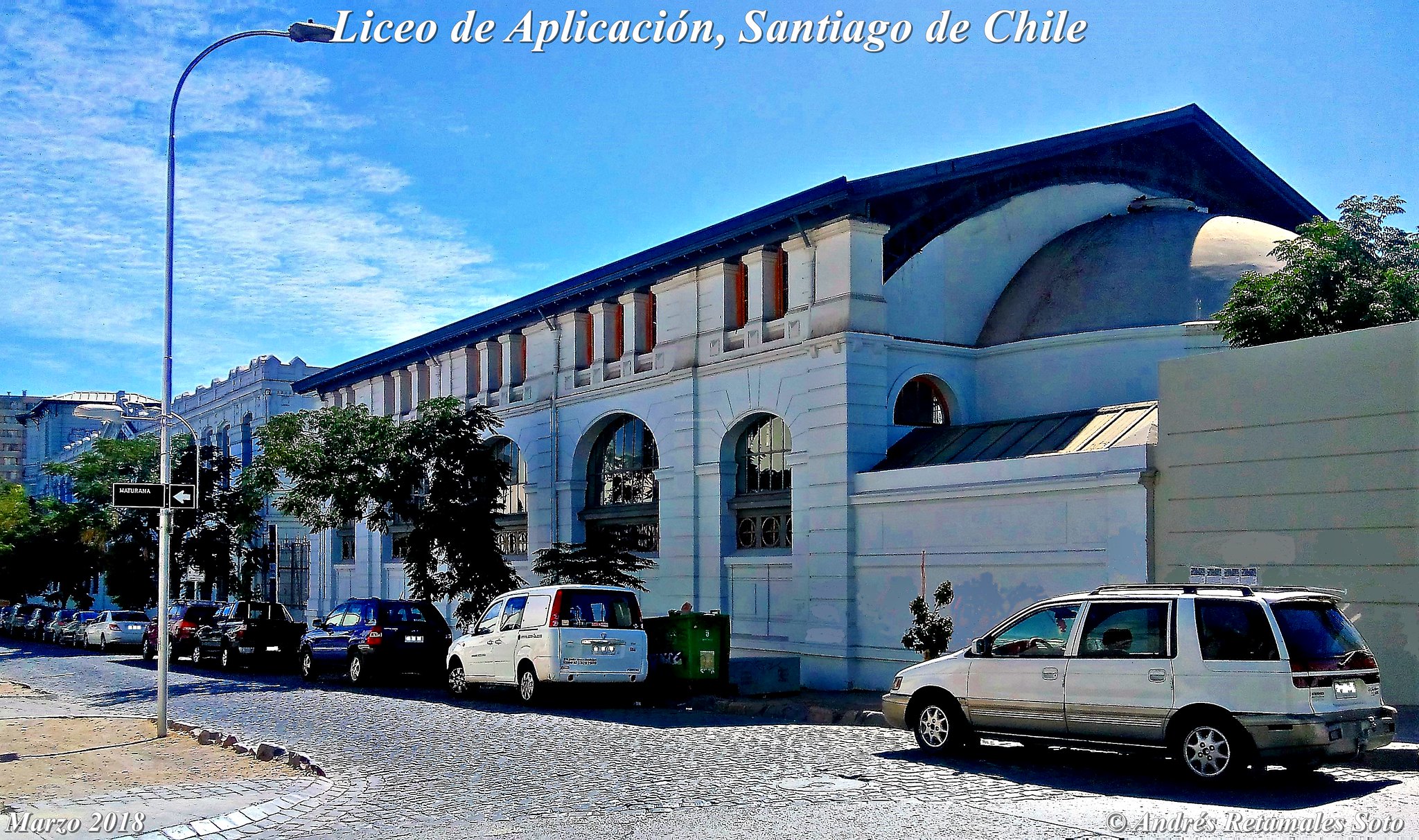 Liceo de Aplicación, vista desde Calle Romero con Maturana, Santiago de Chile, marzo 2018