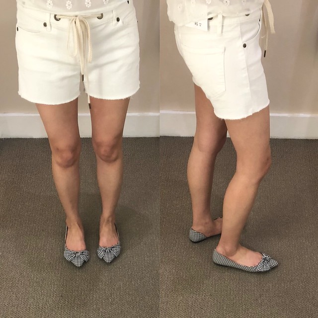 LOFT Rope Tie Cut Off Denim Shorts in White, size 24/00 regular