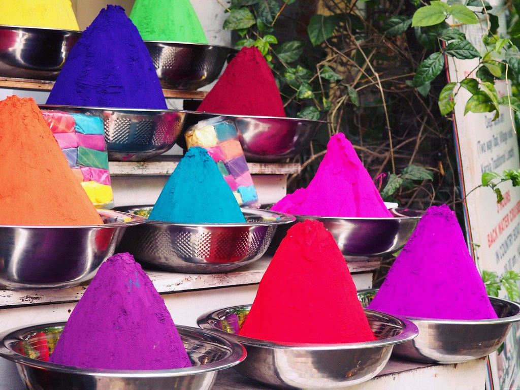 Colored powder Holi Kerela India_effected