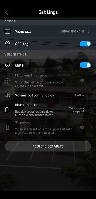 EMUI 8.1 - Video Settings - 4K Stabilizer Off