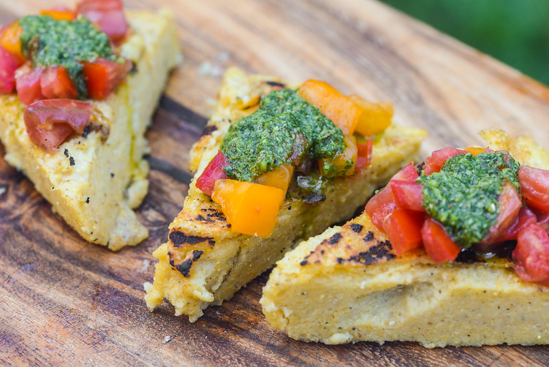 Grilled Polenta with Tomatoes and Salsa Verde