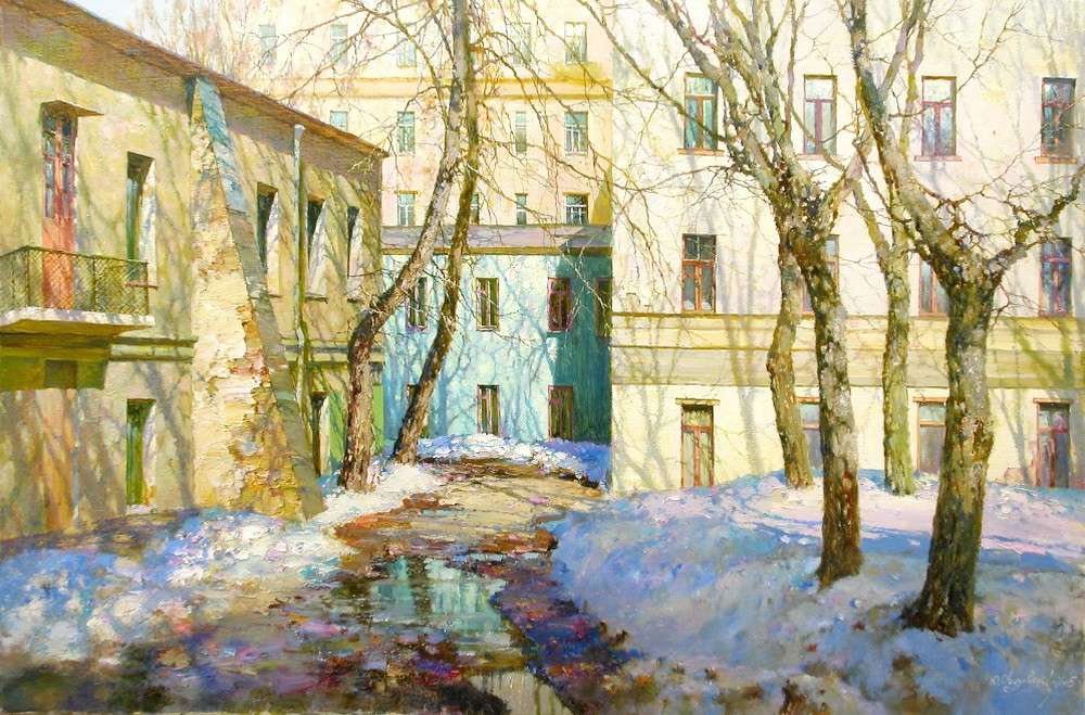 Юрий Обуховский «Дворик на Тверском бульваре», 2005 г.