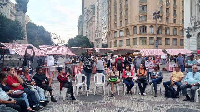 A Praça da Cinelândia, no centro do Rio de Janeiro, foi o palco dos debates sobre comunicação sindical e popular - Créditos: Jaqueline Deister/Brasil de Fato