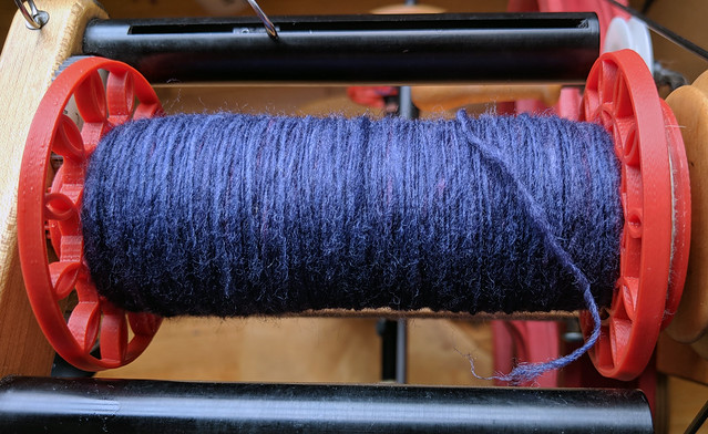Tour de Fleece 2018 Day 9 - Into The Whirled Polwarth Falkland Wool Carded Batt in Cattywumpus Colorway Done with First Single