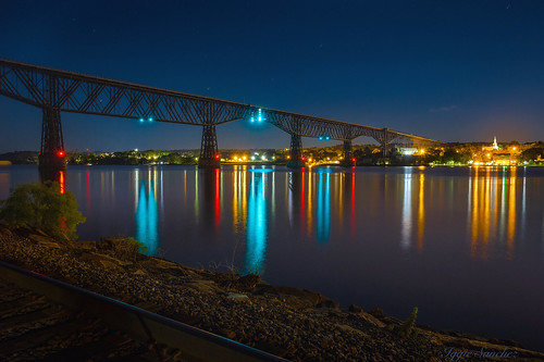 bridge night lights trestle colors reflections city sky longexposure river hudson upstate newyork putnam county
