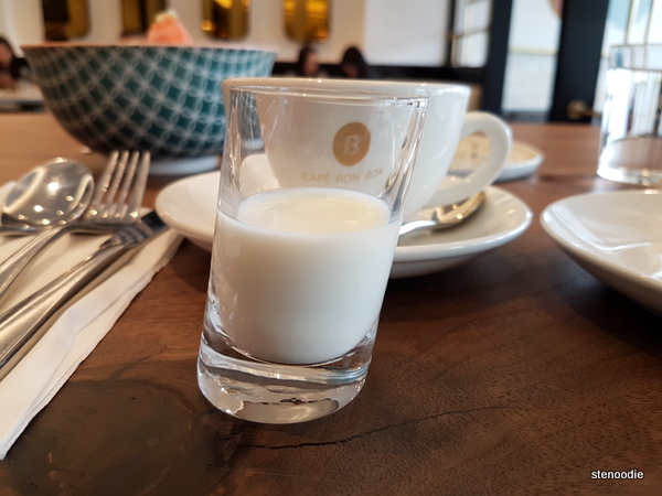  milk in a slanted glass