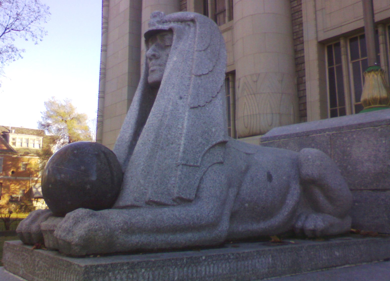 A sphinx at the Salt Lake Masonic Temple in Salt Lake City, Utah. Photo taken on December 20, 2007.