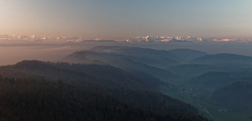 mountains alps hills sunrise sun sunlight morning sky zurich switzerland uetliberg felsenegg