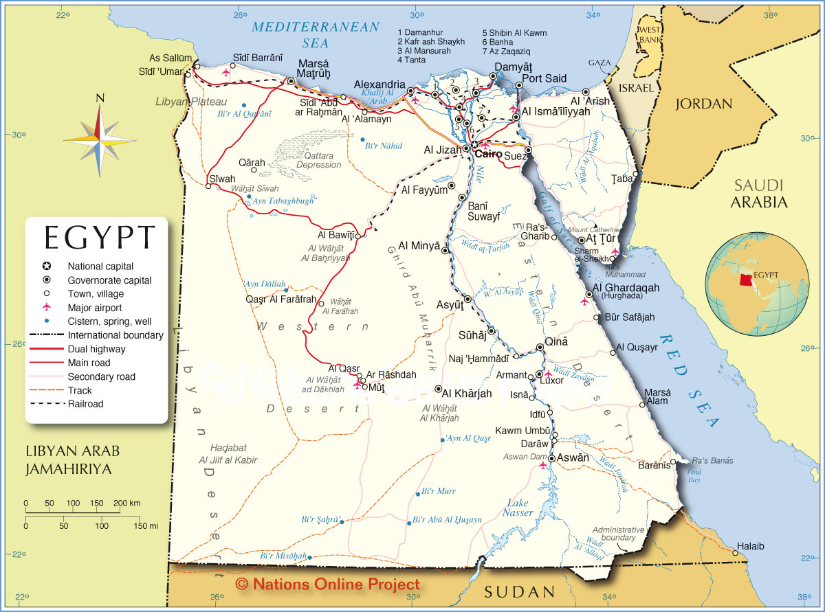 Map of Egypt from Nations Online Project
