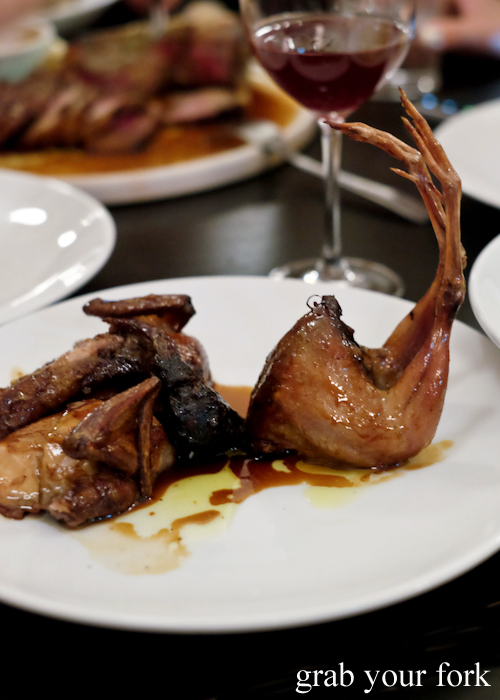 Twice cooked quail with desert oak and burnt honey at Ester in Chippendale, Sydney