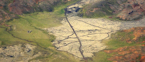 Aerial shot of a landform in Iceland