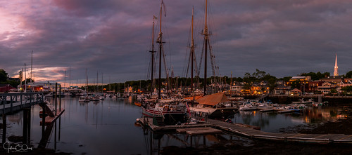sailboat newengland wharf schooner ocean lobster camden pier bay me harbor boat reflection maine jclay sunrise