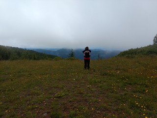 a break in the clouds atop Mount Hebo
