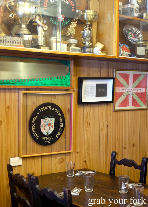 Basque Club dining room paraphernalia at Gure Txoko Basque Club in Sydney