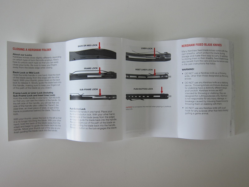 Kershaw 1660 Ken Onion Leek Knife - Instructions - Closing