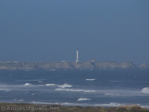 Closer-up of the Point Arena Lighthouse from Manchester Beach State Park, California