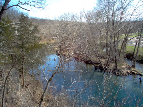 outdoor 2005 bennettspring statepark missouri ozarks nature lacledecounty dallascounty water fisherman people trouthatchery hatchery hiking cliff bluff river nianguariver tree trees forest woods outdoors