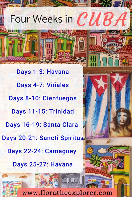 Daily itinerary breakdown for four weeks backpacking Cuba