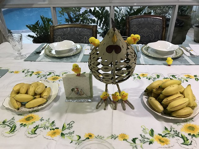 Easter table with bananas