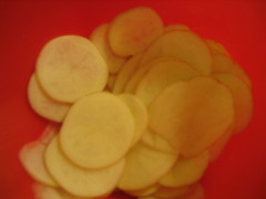 thinly sliced potatoes 