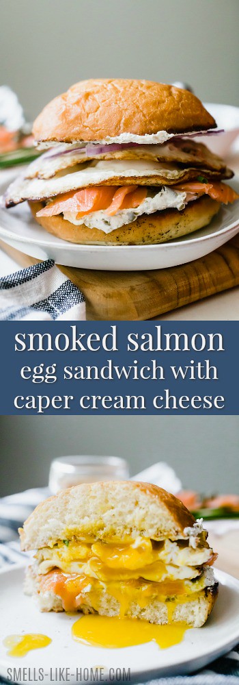 Smoked Salmon Egg Sandwich with Caper Cream Cheese