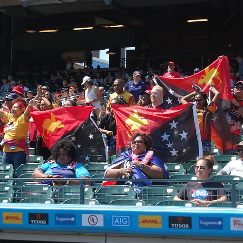 Trying to get as much up before August 1. Papua New Guinea supporters #rugby #rwc7s #attpark #groundhopping of a different sort