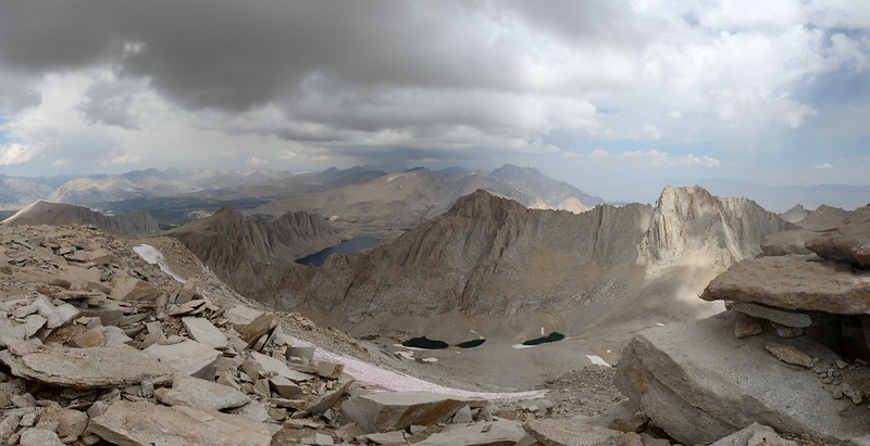 We see virga from another storm safely off to our north from the John Muir Trail on Mount Whitney